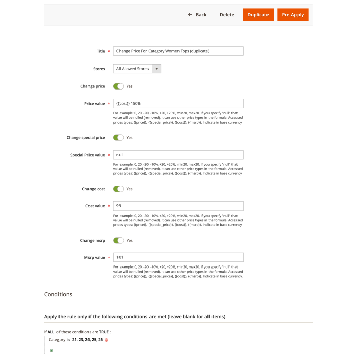 Prices Changer voor Magento® 2.x