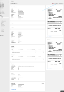 ZPL label preview with Download / Print buttons